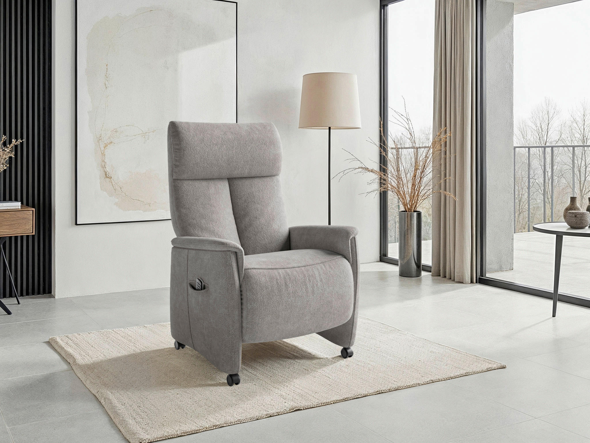 RELAXAČNÍ KŘESLO, textil, šedá - šedá/černá, Basics, textil/plast (76/110/84cm) - Sit & More