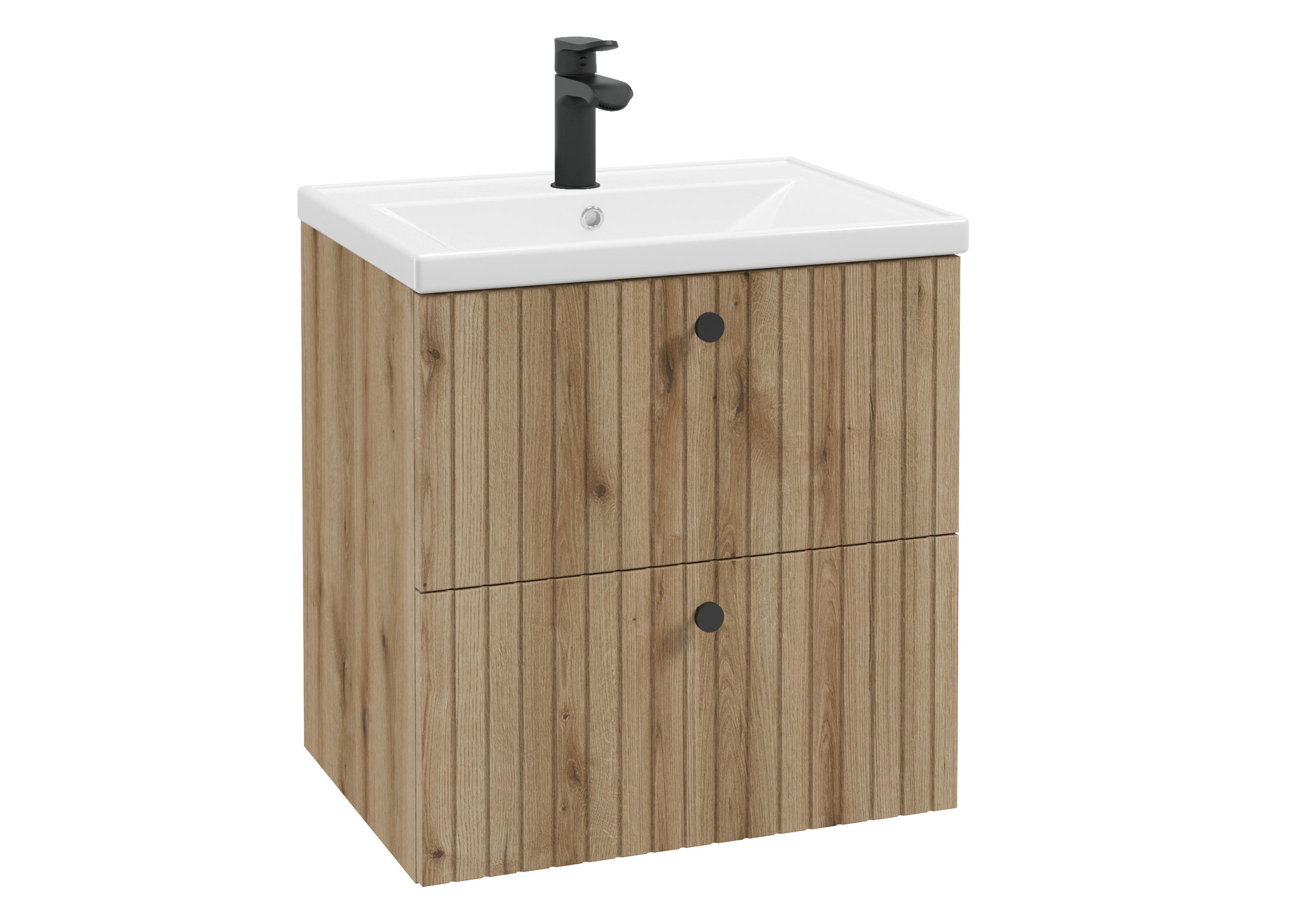 WASCHTISCHKOMBI 60 cm - Eichefarben/Schwarz, MODERN, Keramik/Holzwerkstoff (60cm) - MID.YOU