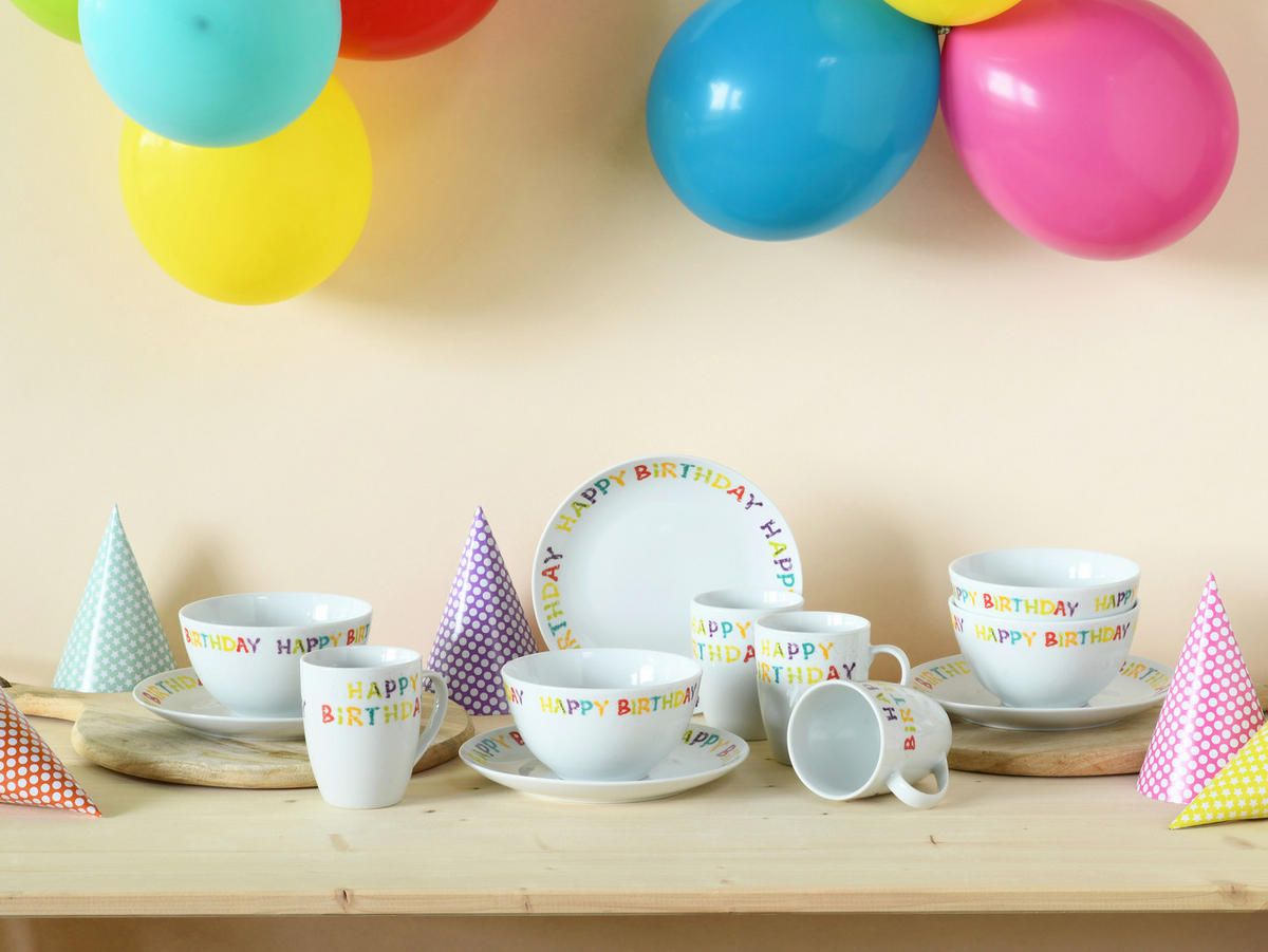 FRUKOSTSERVIS Happy Birthday  - multicolor, Basics, keramik - Creatable