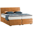 BOXSPRINGBETT 180/200 cm  in Cognac  - Wengefarben/Cognac, KONVENTIONELL, Holz/Textil (180/200cm) - Novel