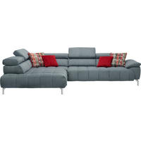 ECKSOFA in Chenille Grau  - Chromfarben/Grau, Design, Textil/Metall (222/323cm) - Beldomo Style