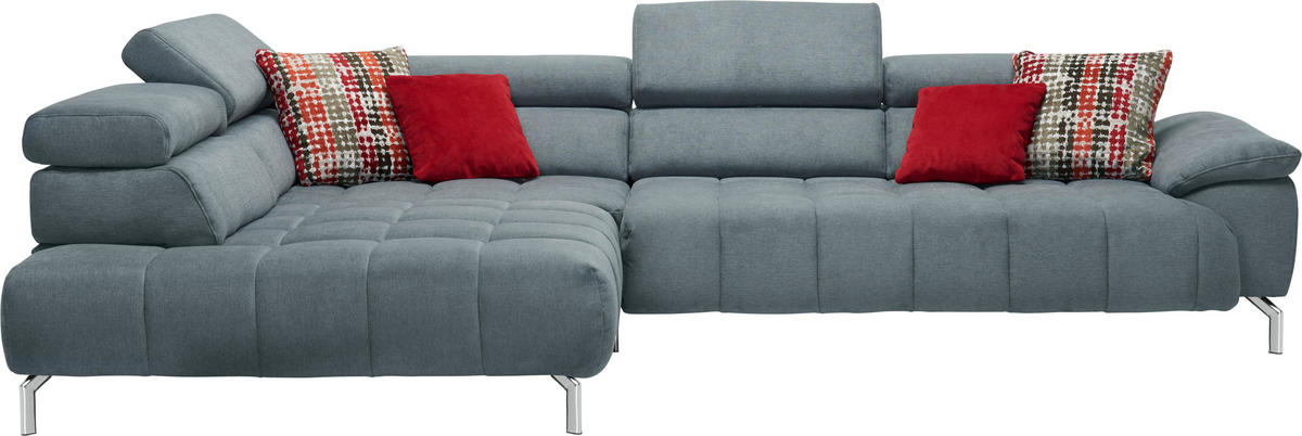 ECKSOFA in Chenille Grau  - Chromfarben/Grau, Design, Textil/Metall (222/323cm) - Beldomo Style