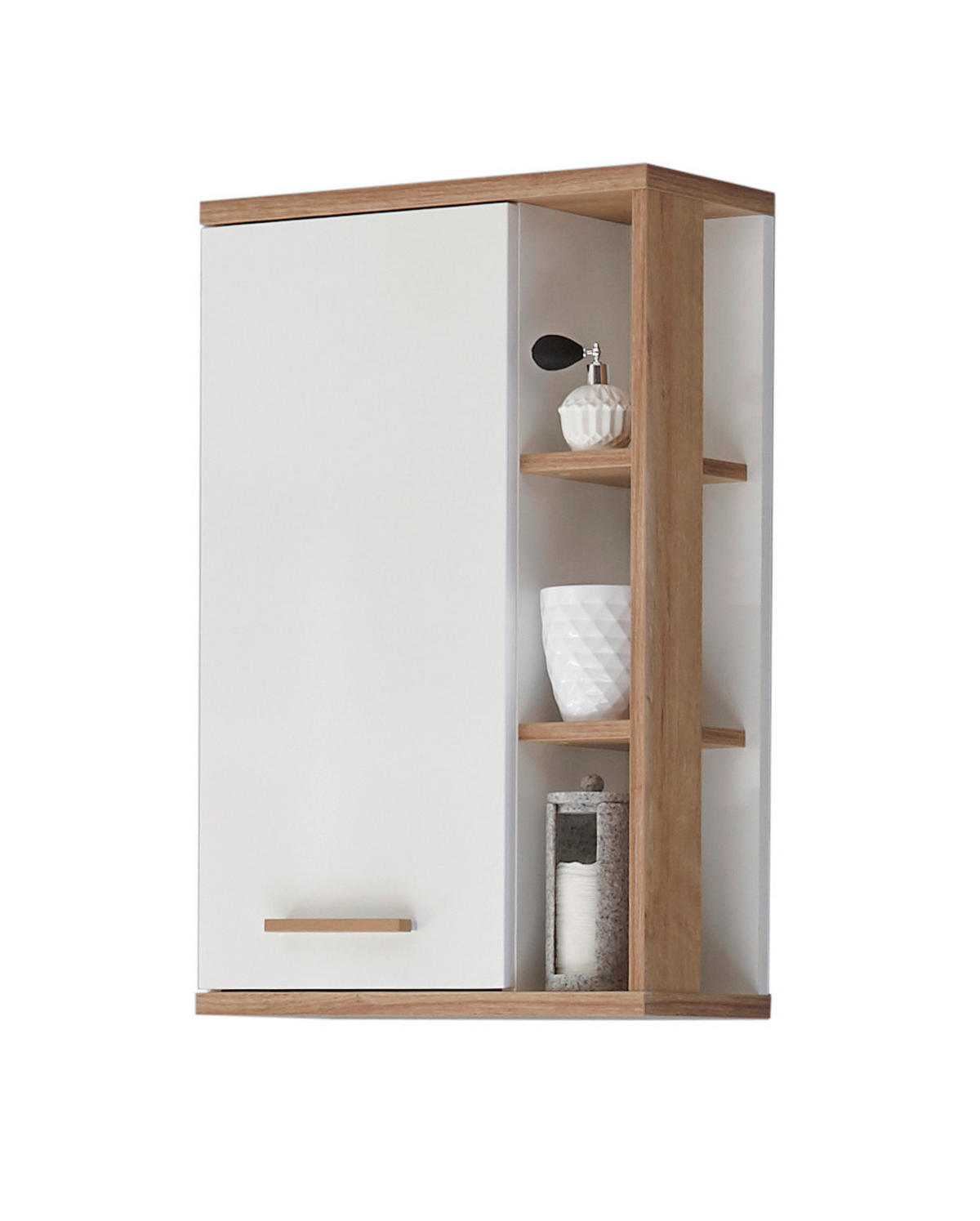 HÄNGESCHRANK 50,5/74,5/20,5 cm  - Eichefarben/Weiß, KONVENTIONELL, Glas/Holzwerkstoff (50,5/74,5/20,5cm) - Xora