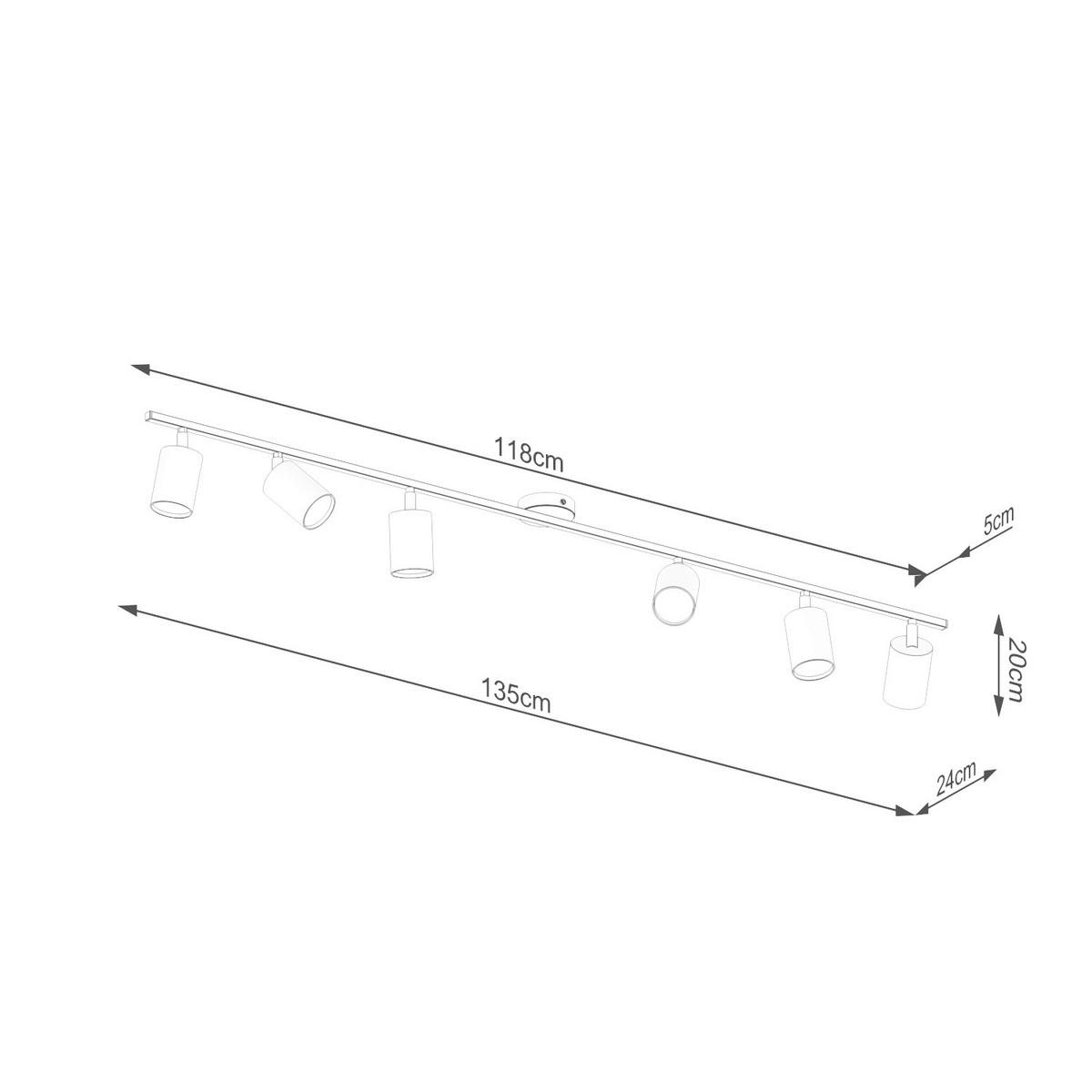 DECKENSTRAHLER LEMMI 135/24/20 cm  - Schwarz, Design, Metall (135/24/20cm)