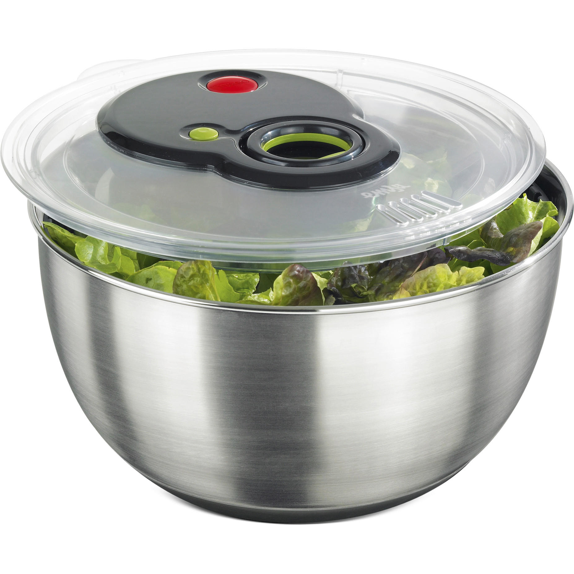 SALATSCHLEUDER TURBOLINE  - Edelstahlfarben/Transparent, Basics, Kunststoff/Metall (27,2/27,0/16,5cm) - Emsa