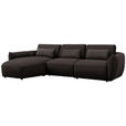 ECKSOFA  in Chenille Schwarzbraun  190/340 cm  - Schwarzbraun/Walnussfarben, Design, Kunststoff/Textil (190/340cm) - Belluti