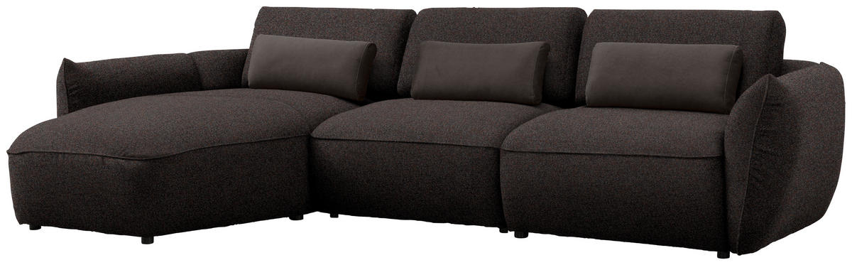 ECKSOFA  in Chenille Schwarzbraun  190/340 cm  - Schwarzbraun/Walnussfarben, Design, Kunststoff/Textil (190/340cm) - Belluti