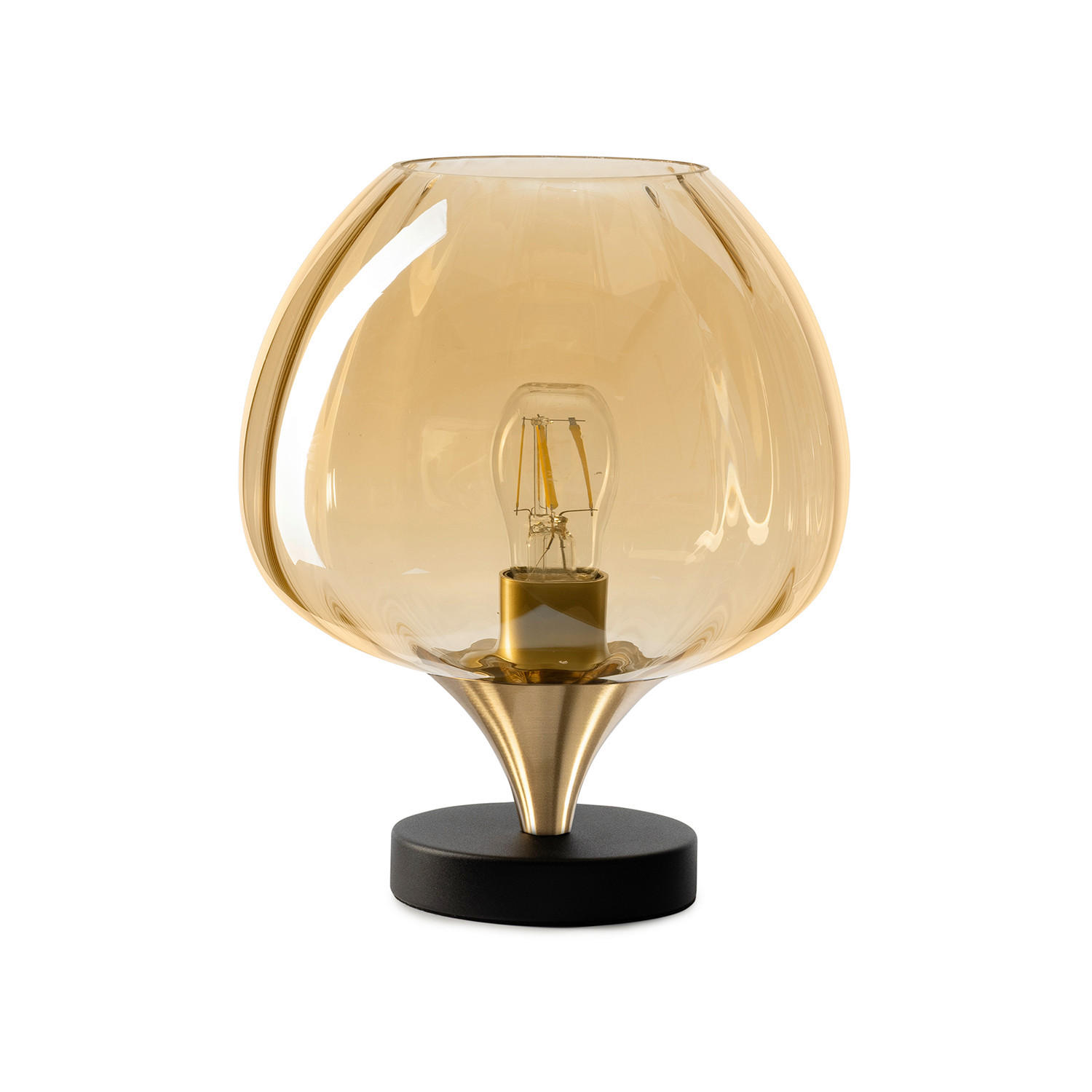 TISCHLEUCHTE 5108 ELIDE  - Cognac, KONVENTIONELL, Glas/Metall (29cm)