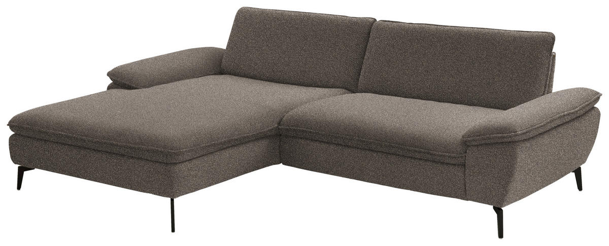 ECKSOFA in Webstoff Braun  - Schwarz/Braun, Design, Textil/Metall (197/295cm) - Valdera