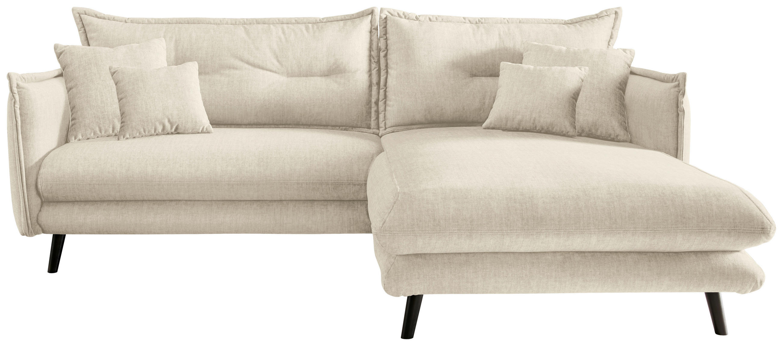ECKSOFA Beige Velours  - Beige/Schwarz, MODERN, Holz/Textil (255/180cm) - Livetastic