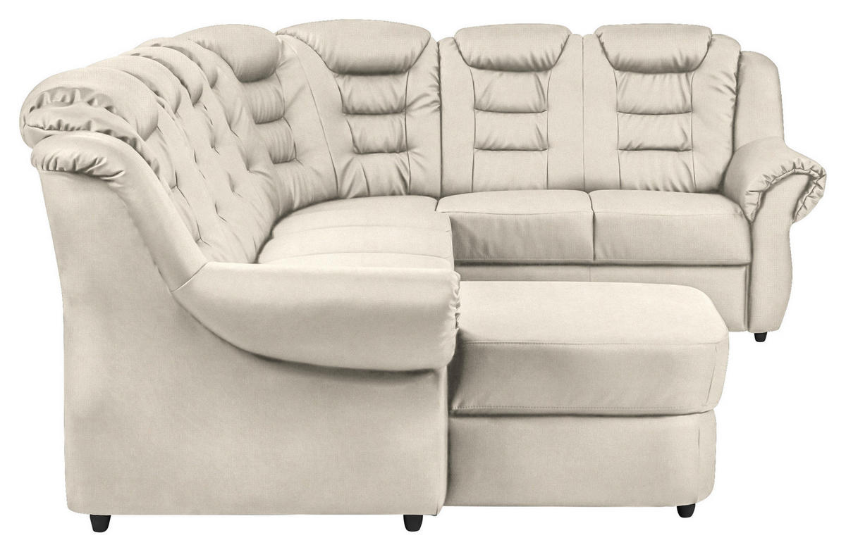 WOHNLANDSCHAFT in Chenille Creme  - Creme/Schwarz, Konventionell, Kunststoff/Textil (165/333/216cm) - Livetastic