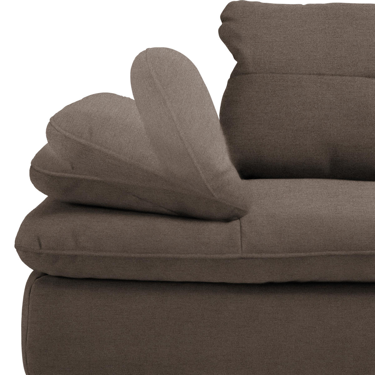 ECKSOFA in Flachgewebe Dunkelbraun  - Dunkelbraun/Schwarz, Design, Textil/Metall (344/271cm) - Chilliano