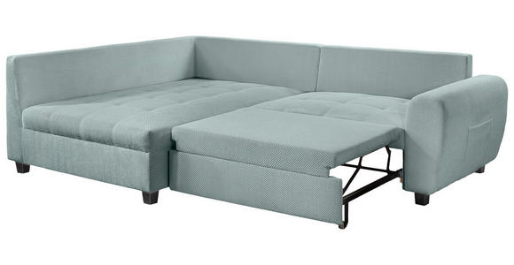 ECKSOFA Mintgrün Plüsch Zierkissen, Rückenkissen, Schlaffunktion, Rücken echt  - Schwarz/Mintgrün, KONVENTIONELL, Kunststoff/Textil (175/249cm) - Carryhome