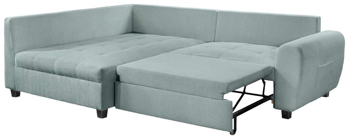 ECKSOFA Mintgrün Plüsch  - Schwarz/Mintgrün, KONVENTIONELL, Kunststoff/Textil (175/249cm) - Carryhome