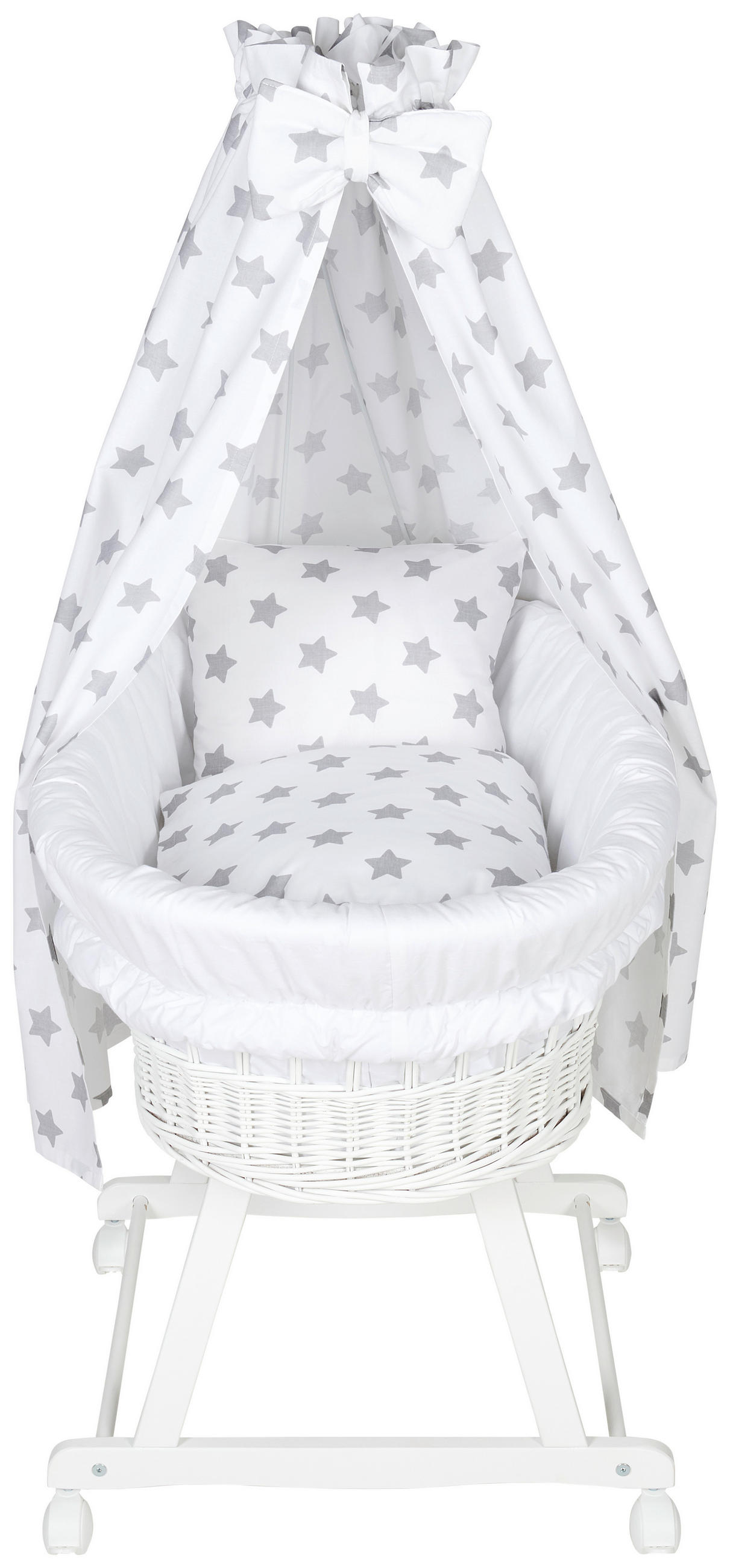 KOMPLET MOBILNE KORPE-KOLEVKE - siva/bela, Osnovno, drvo/tekstil (91/60/73cm) - My Baby Lou