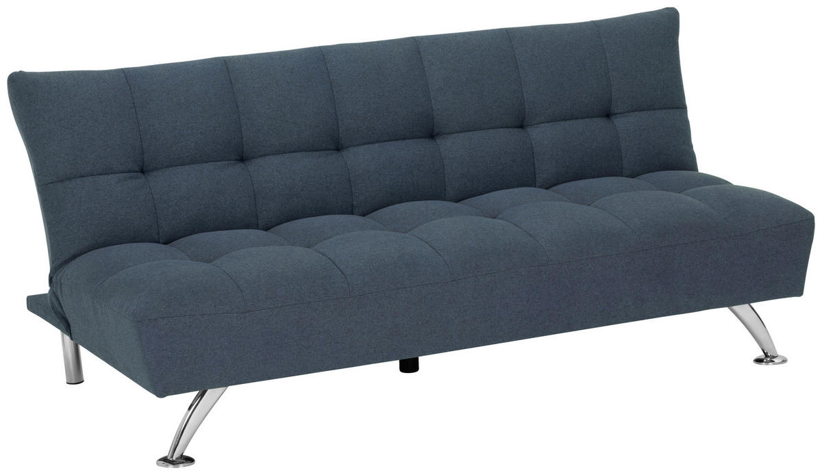 SCHLAFSOFA Leinenoptik Blau  - Blau/Silberfarben, Basics, Textil/Metall (195/90/98cm) - MID.YOU