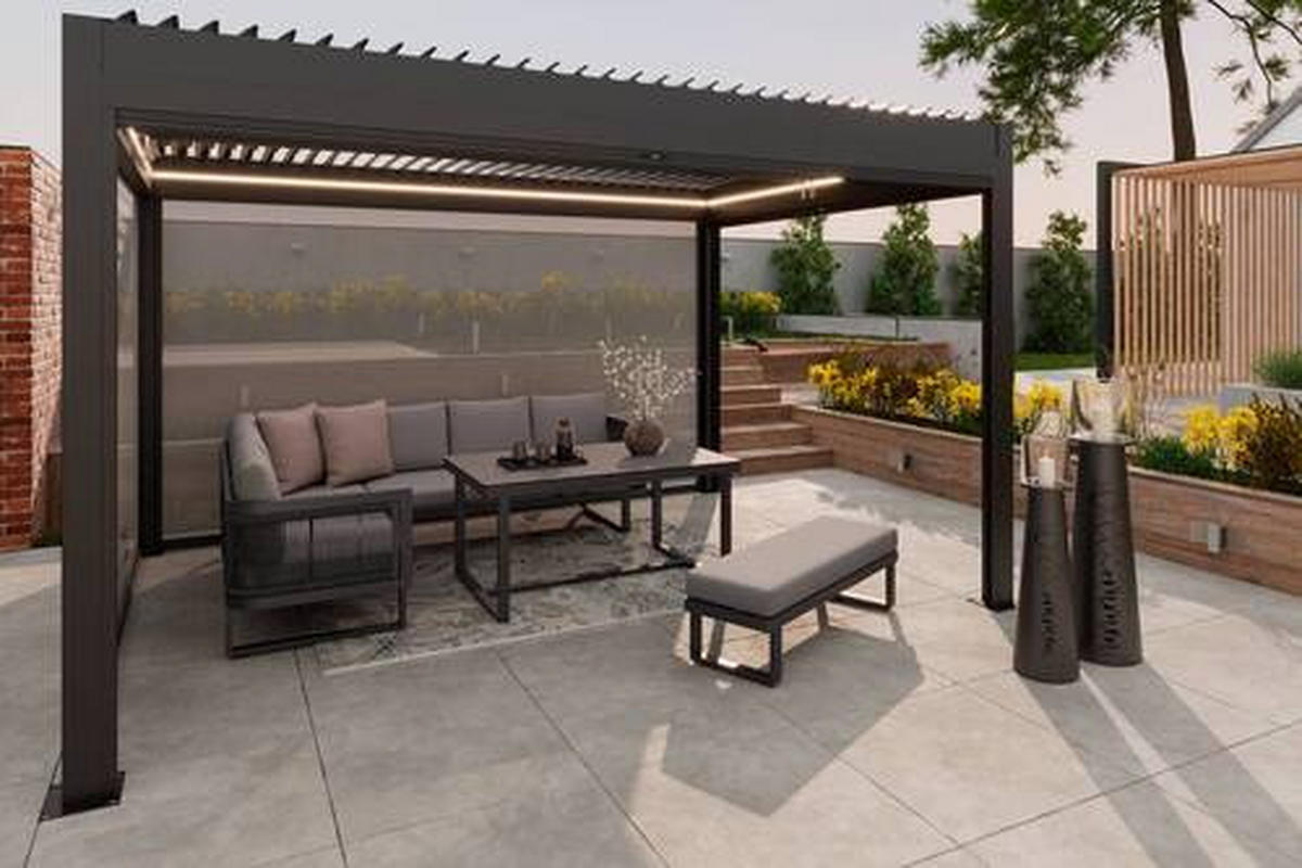 PAVILLON - Dunkelgrau/Anthrazit, Design, Textil/Metall (299/231/299cm) - Amatio