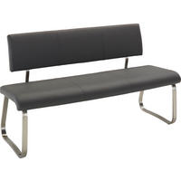 SITZBANK in Metall, Kunststoff Grau, Edelstahlfarben  - Edelstahlfarben/Grau, Design, Kunststoff/Metall (155/86/59cm) - Livetastic