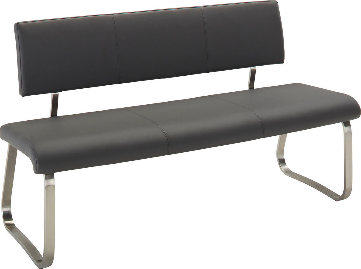 SITZBANK in Metall, Kunststoff Grau, Edelstahlfarben  - Edelstahlfarben/Grau, Design, Kunststoff/Metall (155/86/59cm) - Livetastic