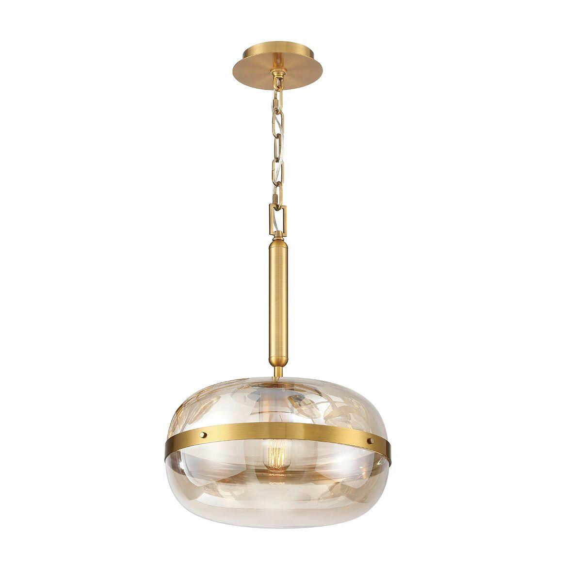 PENDELLEUCHTE 36/58,5 cm  - Messingfarben, KONVENTIONELL, Glas/Metall (36/58,5cm) - Elstead Lighting
