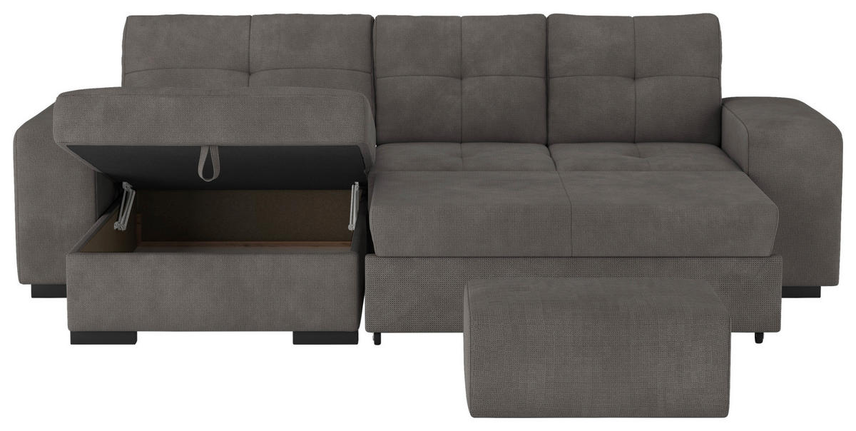 ECKSCHLAFSOFA in Mikrofaser Dunkelgrau  - Dunkelgrau/Schwarz, Modern, Kunststoff/Textil (156/268cm) - MID.YOU