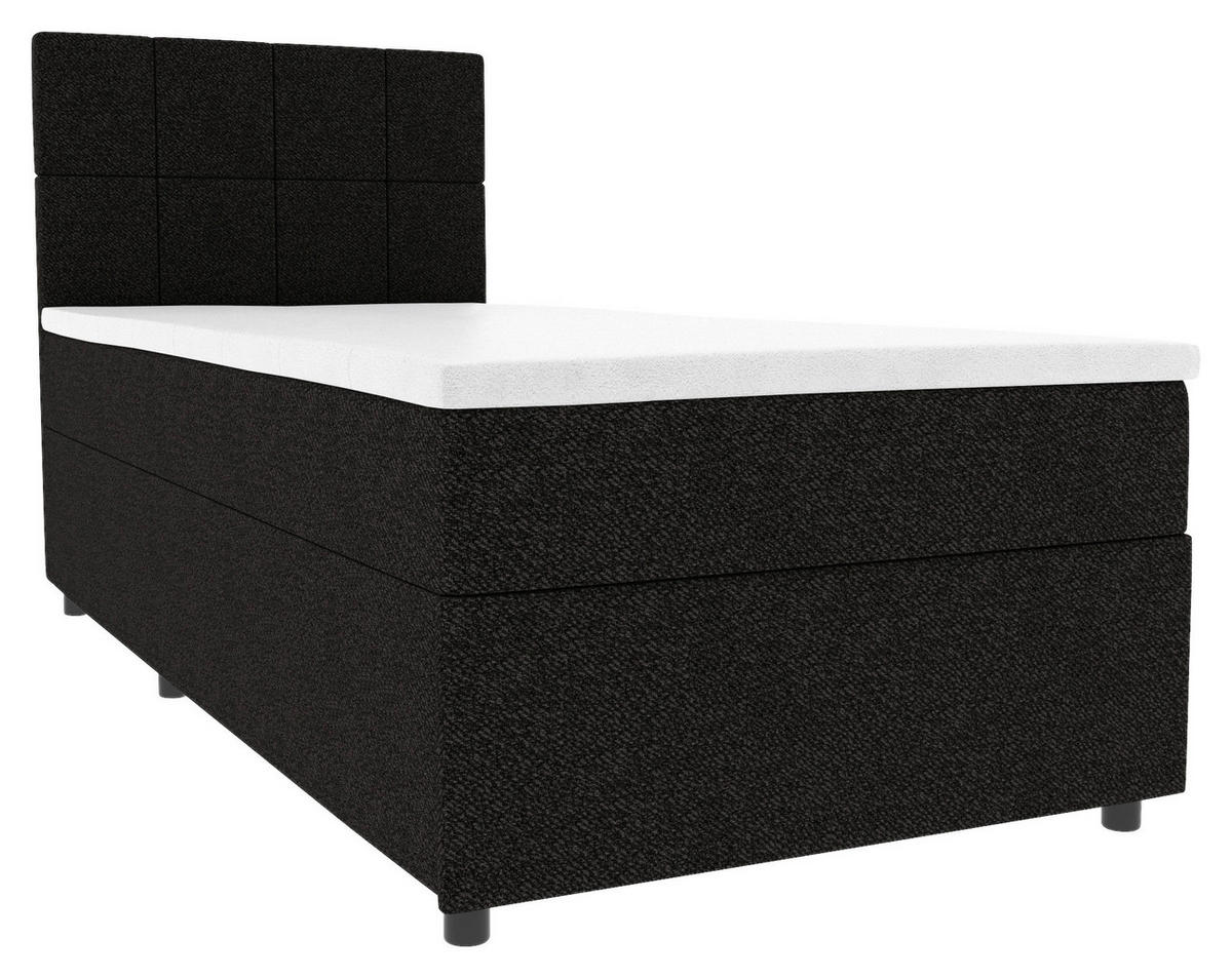 BOXBETT 90/200 cm,  in Schwarz, Matratze, Topper, Bettschublade, H3 = fest  - Schwarz, KONVENTIONELL, Kunststoff/Textil (90/200cm) - Boxxx