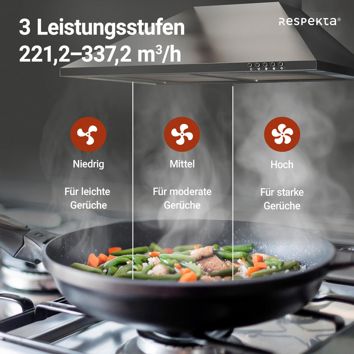 DUNSTABZUGSHAUBE CH22058IXB  - Edelstahlfarben, Trend, Metall (60/58-96/47,5cm) - Respekta