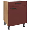 KOCHFELDUMBAUSCHRANK 60/87/56 cm  in Rot, Eichefarben  - Eichefarben/Rot, MODERN, Holzwerkstoff/Metall (60/87/56cm) - Nobilia