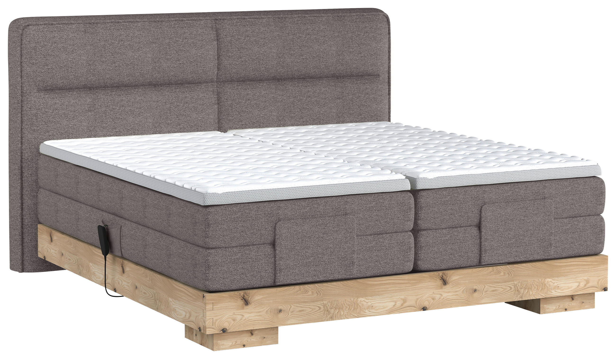BOXSPRINGBETT 180/200 cm  in Graubraun, Eichefarben  - Eichefarben/Graubraun, Natur, Holz/Holzwerkstoff (180/200cm) - Valnatura
