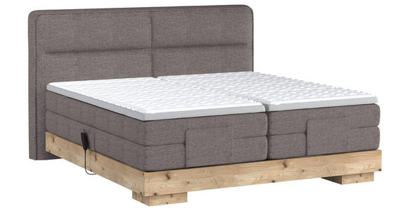 BOXSPRINGBETT 180/200 cm  in Eichefarben, Graubraun  - Eichefarben/Graubraun, Natur, Holz/Textil (180/200cm) - Valnatura