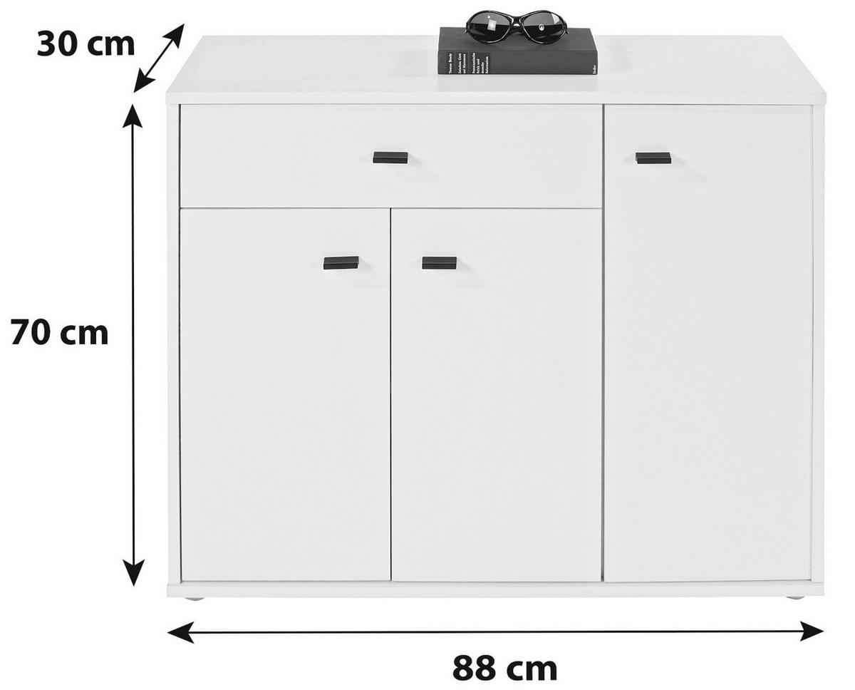 Kommode B 88 cm Boni, Boni  in 88/70/30 cm  - Schwarz/Weiß, MODERN, Holzwerkstoff/Kunststoff (88/70/30cm) - Boxxx
