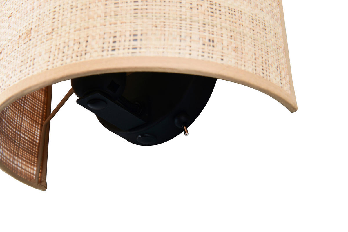WANDLEUCHTE Aimee 23/20,5/12 cm  - Schwarz/Naturfarben, Natur, Textil/Metall (23/20,5/12cm)