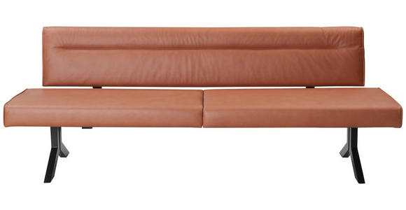 SITZBANK 220/87/70-86 cm  in Schwarz, Cognac  - Cognac/Schwarz, KONVENTIONELL, Textil/Metall (220/87/70-86cm) - Moderano