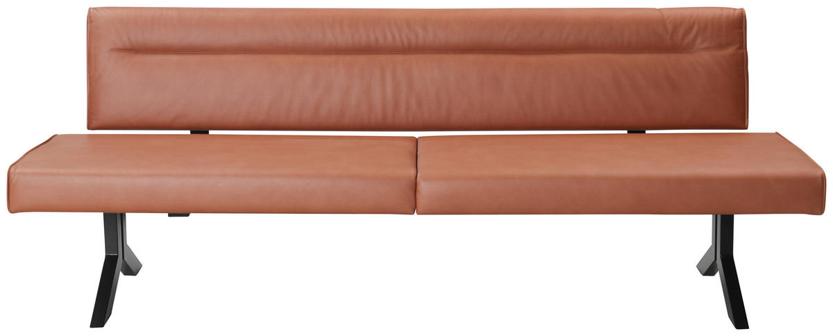 SITZBANK in Metall, Textil Schwarz, Cognac  - Cognac/Schwarz, Konventionell, Textil/Metall (220/87/70cm) - Moderano