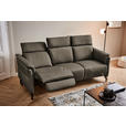 TRAPEZSOFA in Echtleder Graubraun  - Graubraun/Schwarz, KONVENTIONELL, Leder/Metall (221/103/95cm) - Dieter Knoll