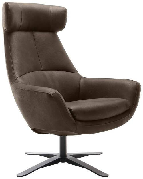 SESSEL in Mikrofaser Dunkelbraun  - Dunkelbraun/Schwarz, Modern, Textil/Metall (81/112/83cm) - Trendmanufaktur