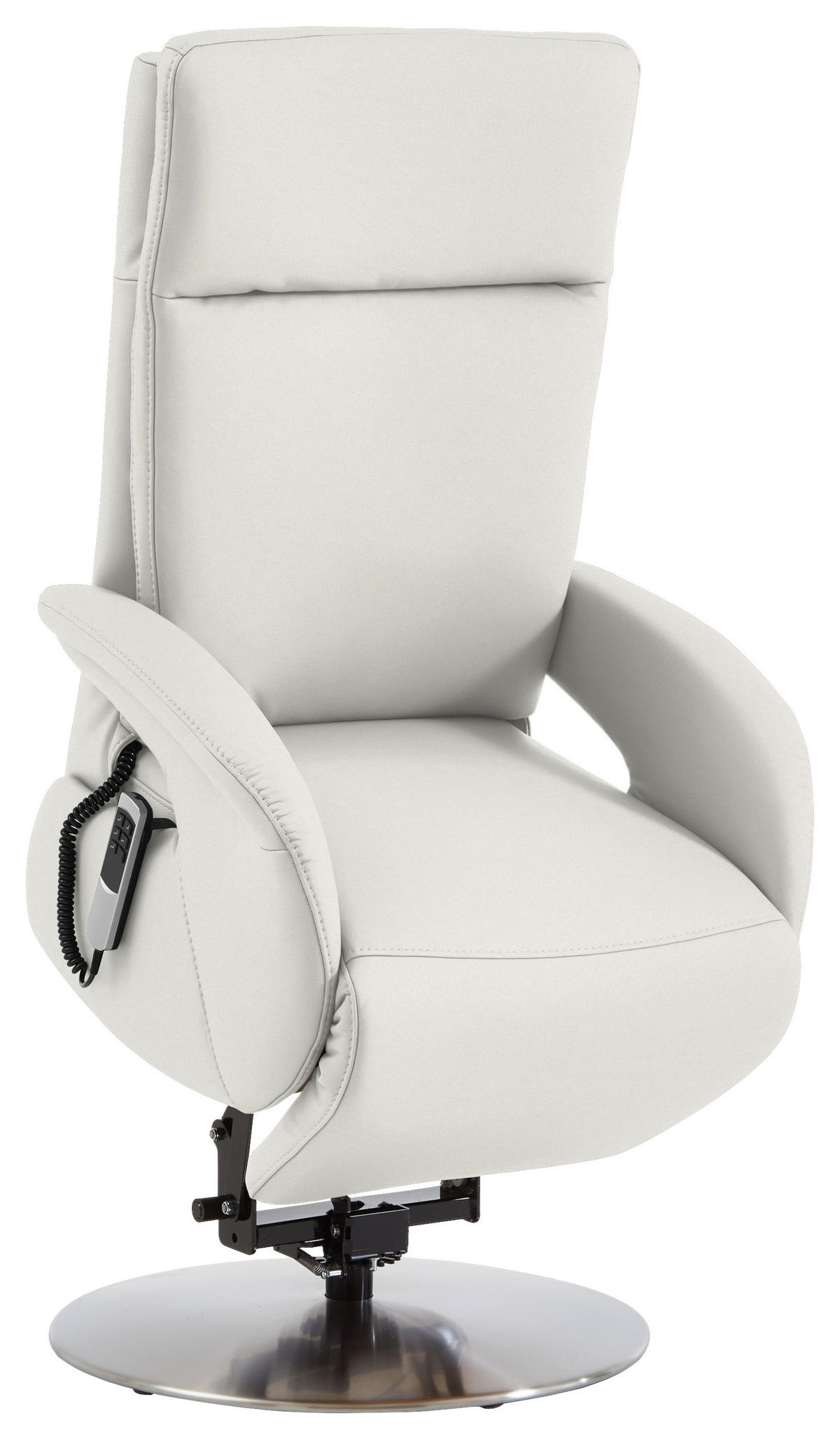 RELAXSESSEL in Leder Weiss  - Weiss/Edelstahlfarben, Design, Leder/Metall (70/108/80cm) - Cantus