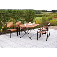 GARTENTISCHGRUPPE EukalyptusholzHartholz Stahl  - Schwarz/Naturfarben, KONVENTIONELL, Holz/Metall - Gardenson