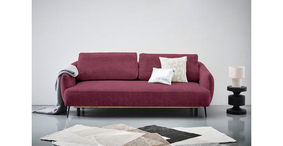 SCHLAFSOFA in Chenille Bordeaux  - Bordeaux/Schwarz, KONVENTIONELL, Textil/Metall (228/75/98cm) - Carryhome