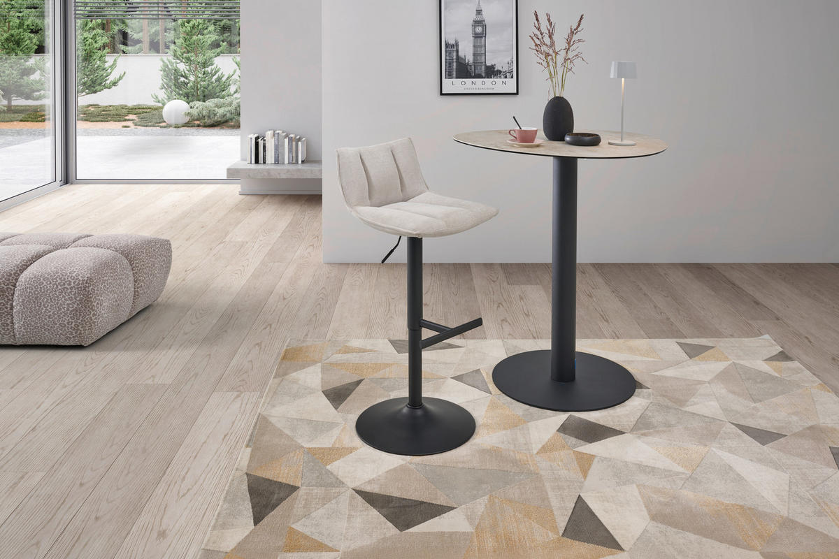 BARSKI STOL, bež  - črna/bež, Moderno, kovina/tekstil (46/87-108/52cm) - MID.YOU