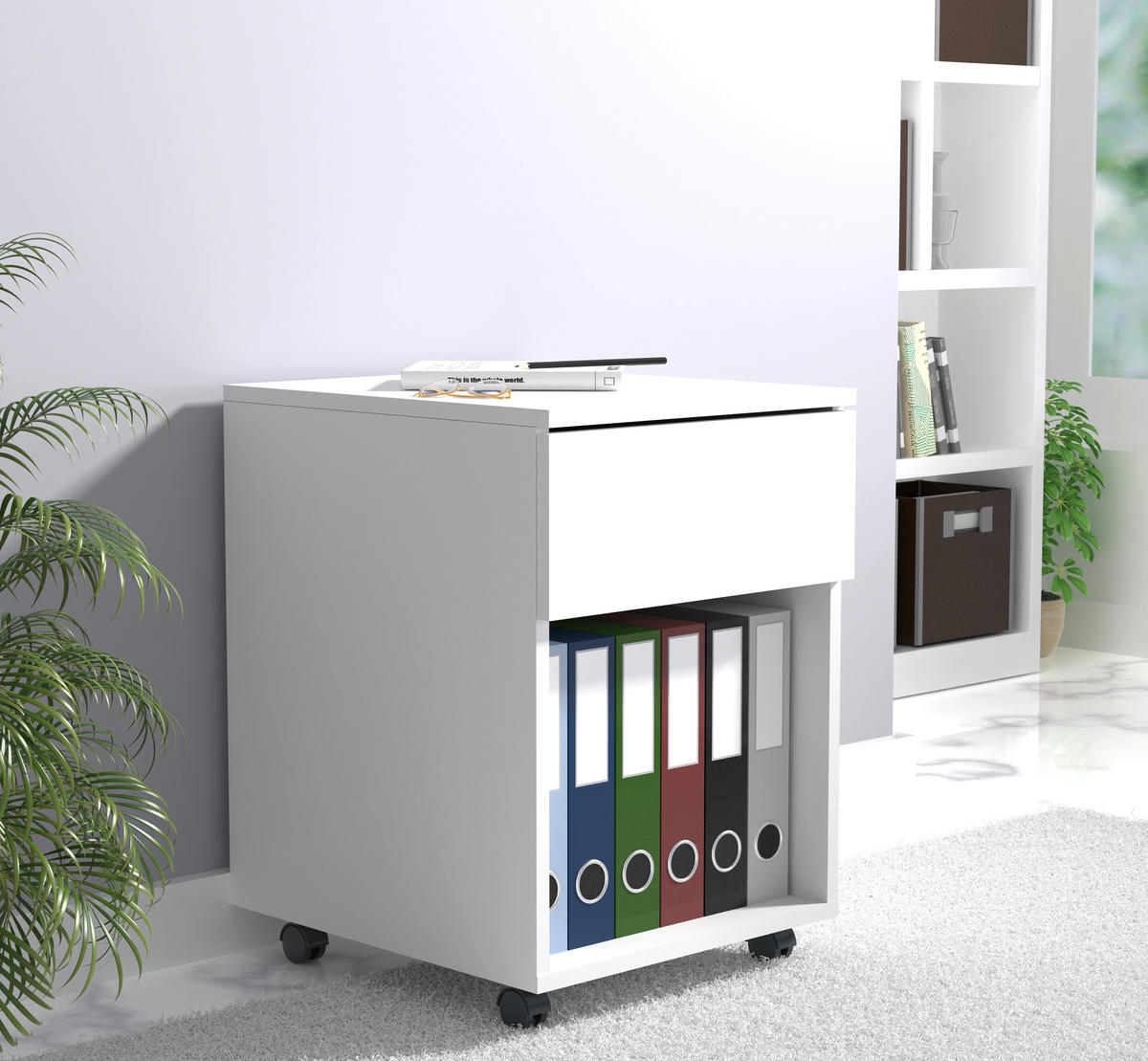 ROLLCONTAINER 39/55/45 cm  - Weiss, Modern, Holzwerkstoff/Kunststoff (39/55/45cm) - MID.YOU