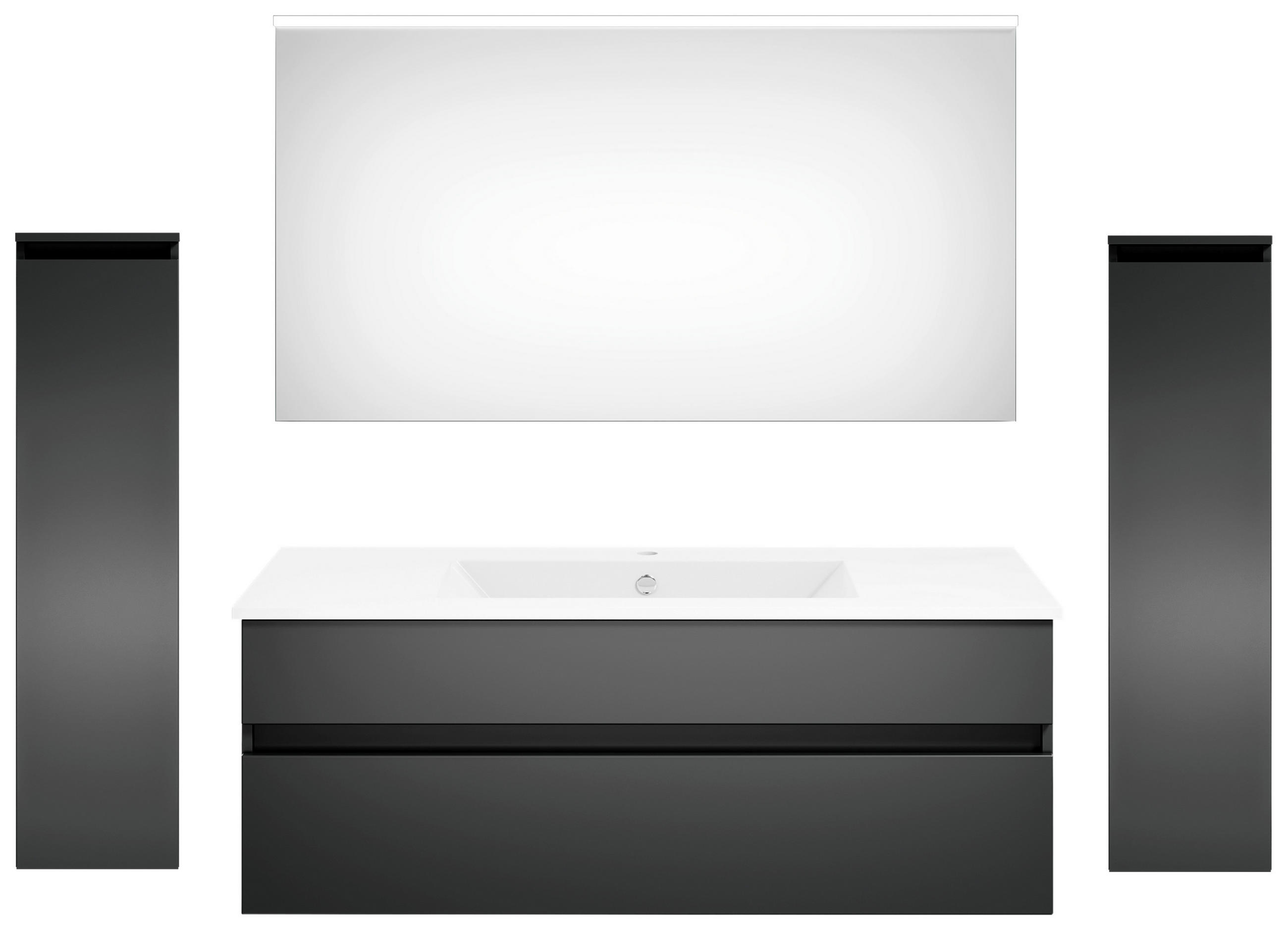 BADEZIMMER 5-teilig  in 180 cm  - Dunkelgrau/Weiß, KONVENTIONELL, Keramik/Holzwerkstoff (180cm) - Puris