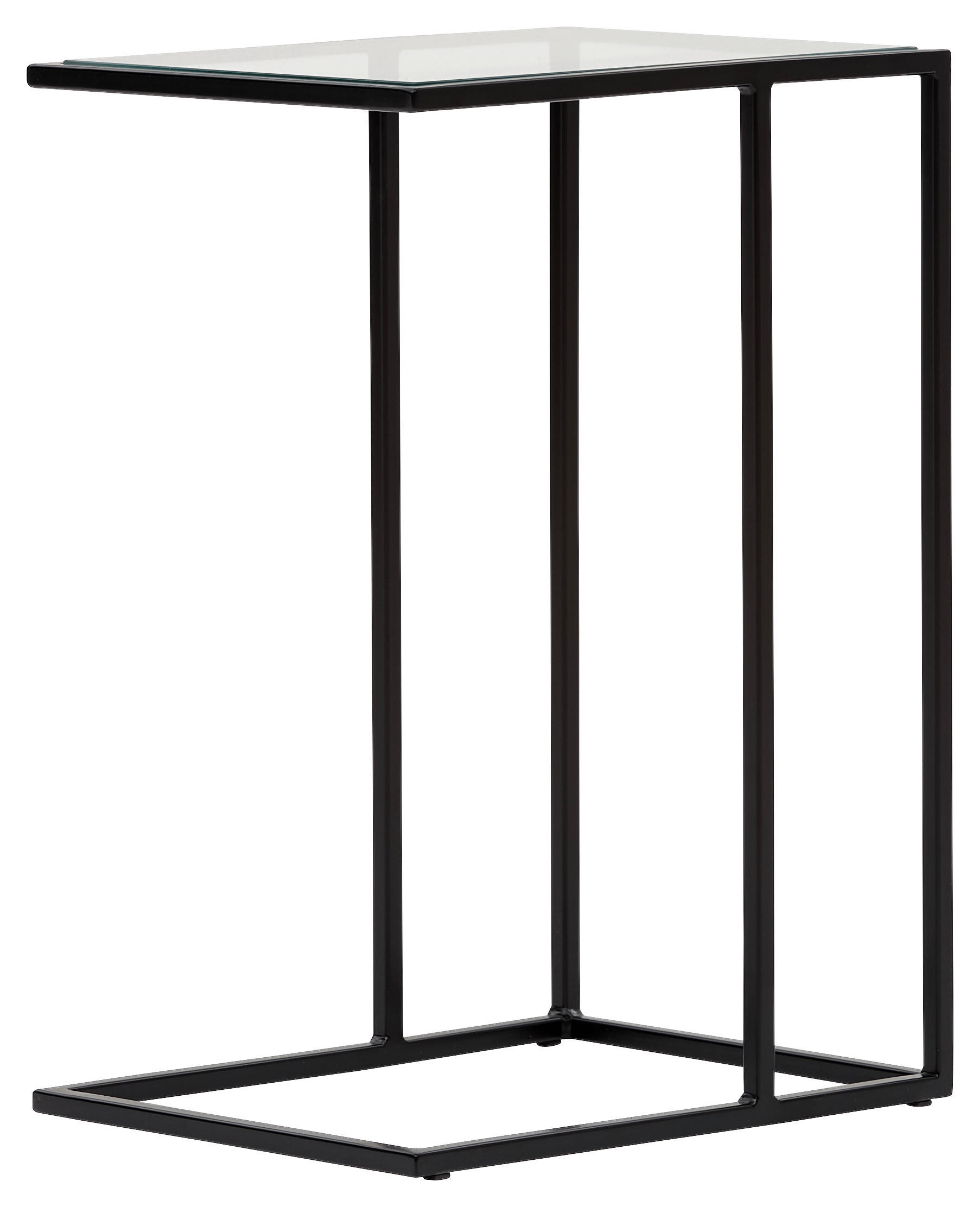 BEISTELLTISCH 45/35/65 cm Schwarz rechteckig  - Schwarz, Design, Glas/Metall (45/35/65cm) - Novel