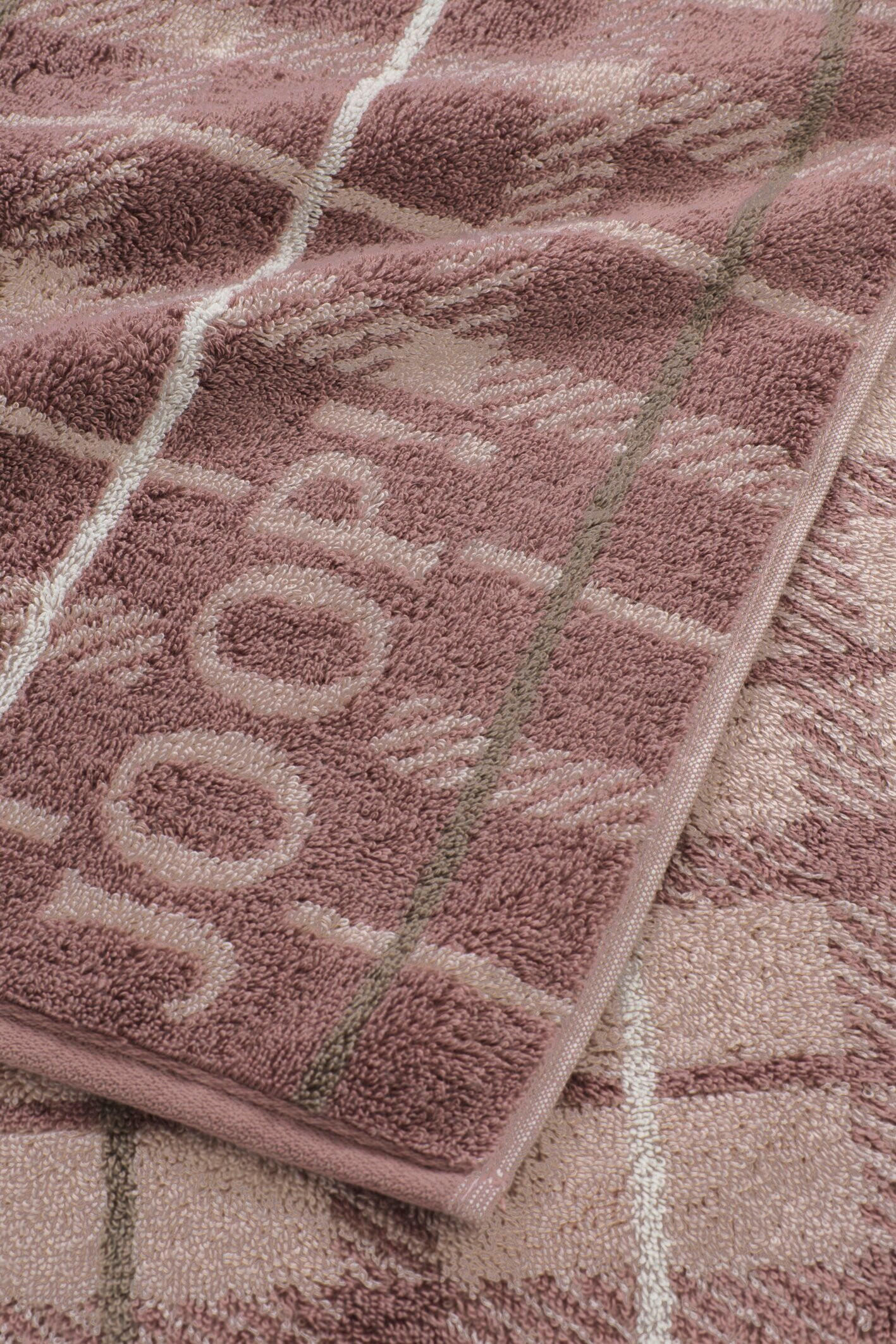 DUSCHTUCH Contour Checked 80/150 cm  - Beige/Mauve, Design, Textil (80/150cm) - Joop!