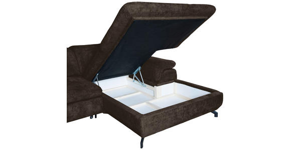 WOHNLANDSCHAFT in Struktur Mokka  - Schwarz/Mokka, KONVENTIONELL, Textil/Metall (253/357/188cm) - Carryhome