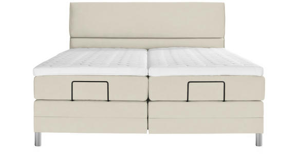 BOXSPRINGBETT 180/200 cm  in Hellgrau  - Chromfarben/Hellgrau, KONVENTIONELL, Kunststoff/Textil (180/200cm) - Voleo