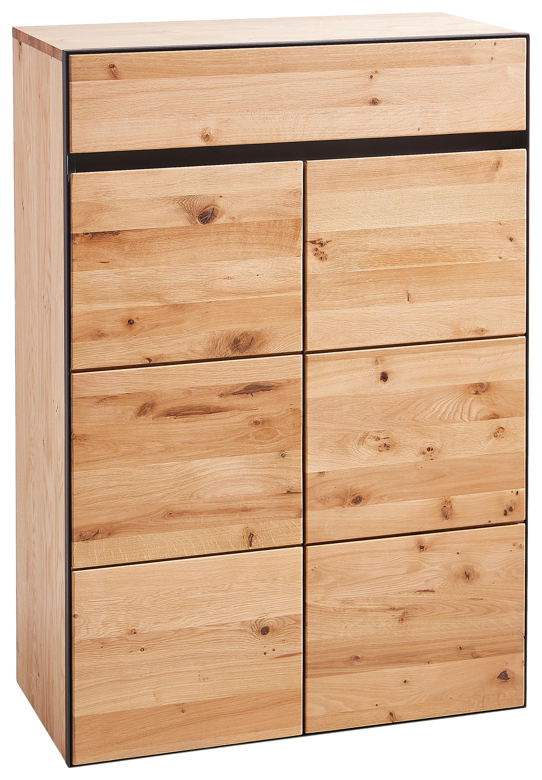 KOMMODE 82/119/38 cm Wildeiche furniert, teilmassiv - Eichefarben/Anthrazit, KONVENTIONELL, Holz/Holzwerkstoff (82/119/38cm) - Linea Natura
