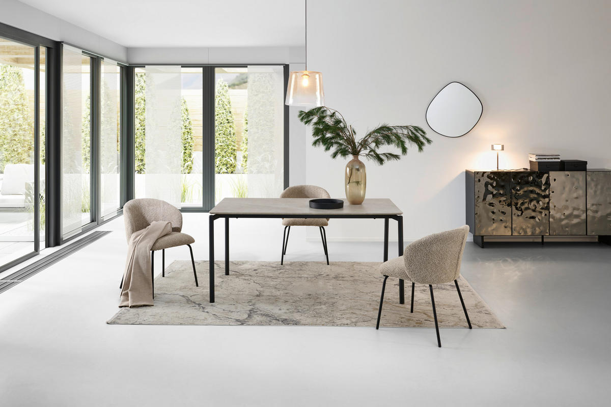 Masă din metal, material pe bază de lemn,   - negru/gri, Konventionell, metal/material pe bază de lemn (160/76/90cm) - P & B