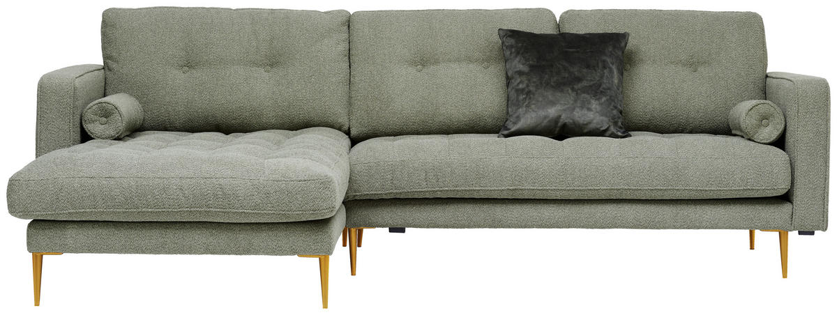 ECKSOFA in beflockt Olivgrün  - Goldfarben/Olivgrün, Design, Textil/Metall (165/277cm) - Livetastic