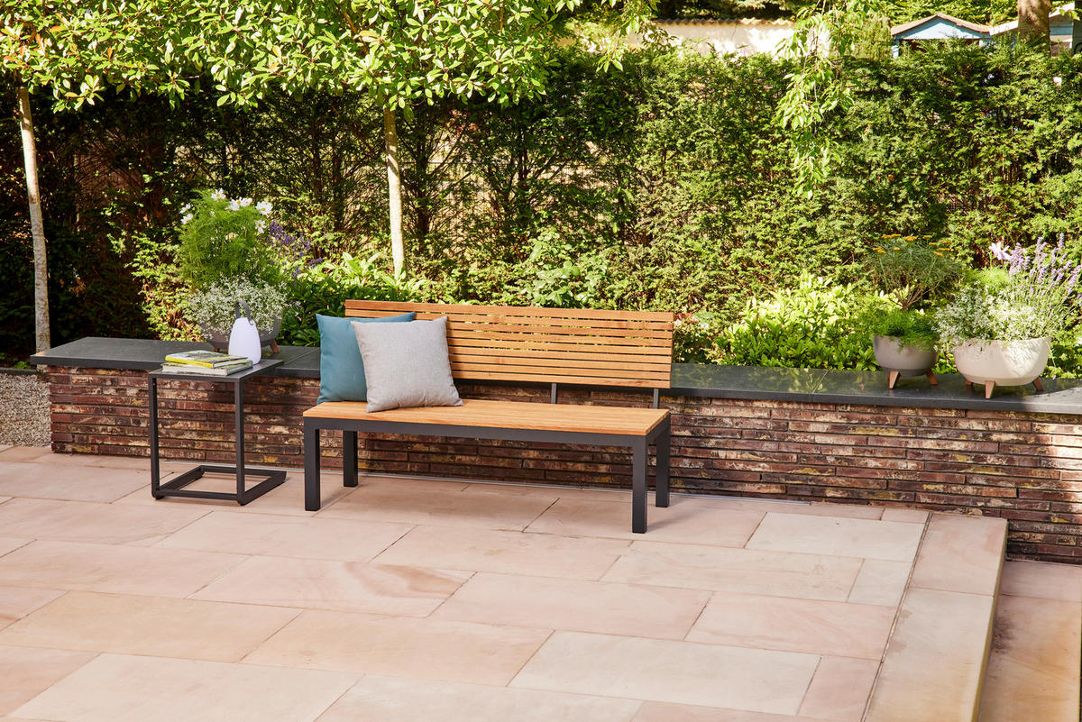 GARTENBANK 146/84/57,5 cm  in Naturfarben  - Anthrazit/Robinienfarben, KONVENTIONELL, Holz/Metall (146/84/57,5cm) - Siena Garden